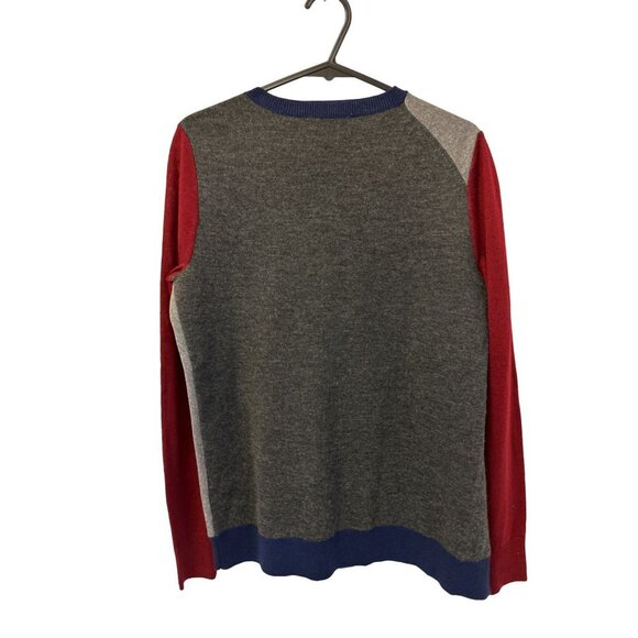 J.CREW Color-Block Crewneck with Zippers Gray Red Wool Blend Size XXSmall - Picture 8 of 10